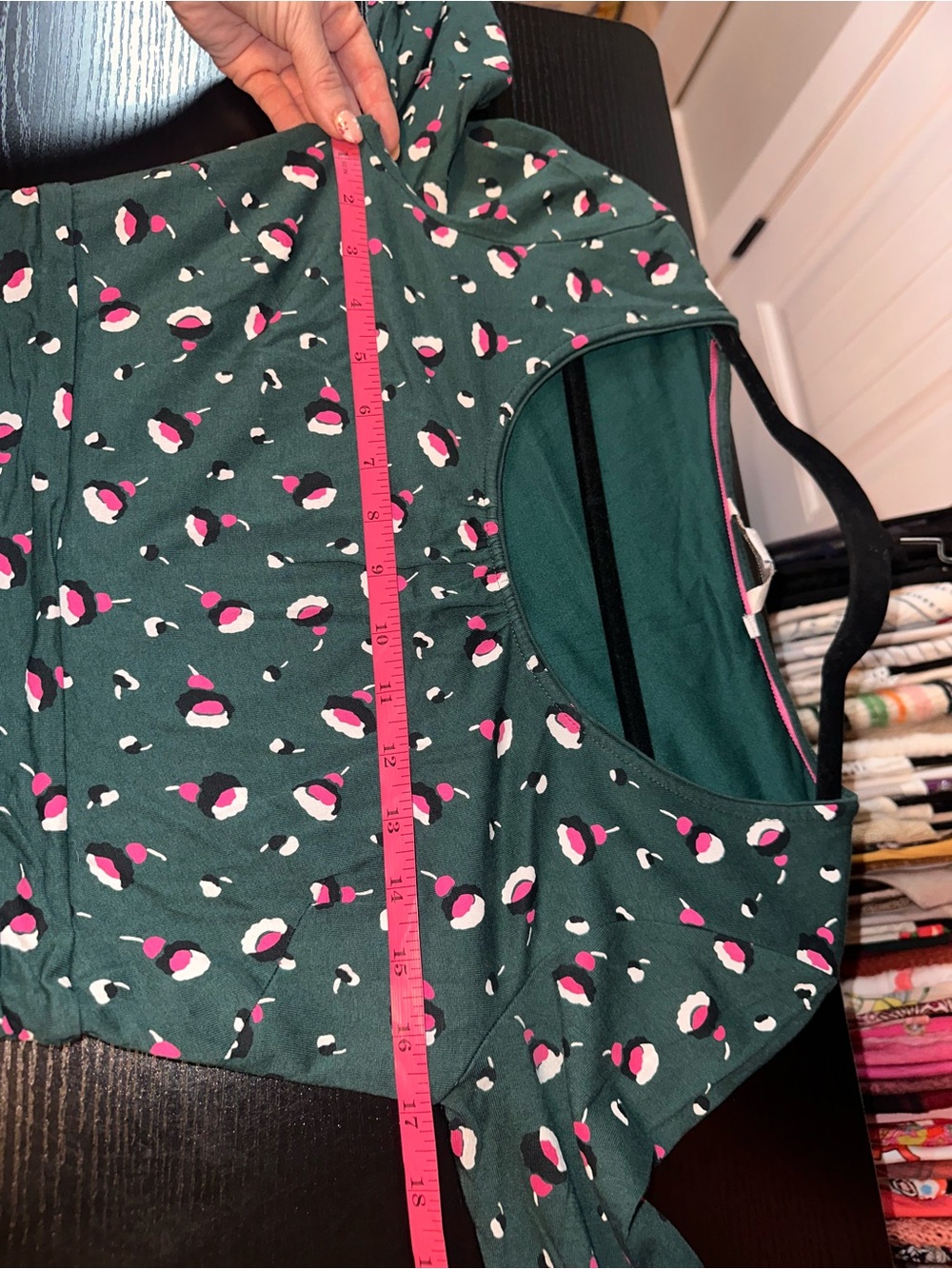 Boden Size 6L Green Long-Sleeve Printed Midi Dress with Pink Accents - Picture 10 of 13